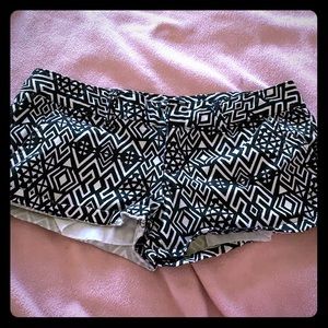 Black and white tribal print shorts